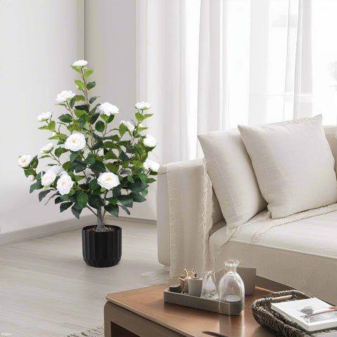 Hananona camelia artificial arbol-blanco-7, añade color suave sin riego