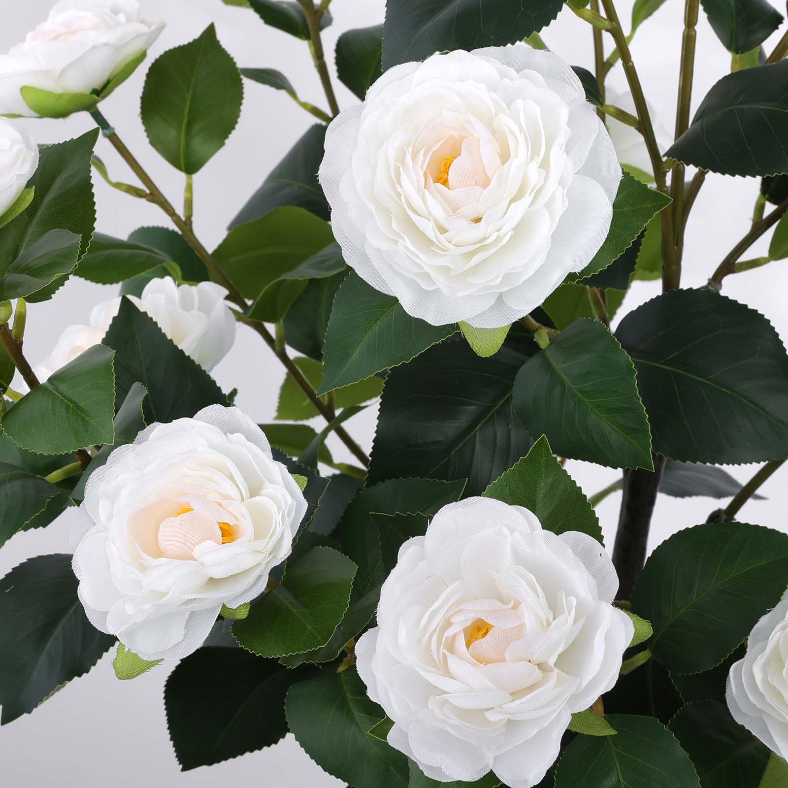 Hananona camelia artificial arbol-blanco-8, floración duradera sin esfuerzo diario