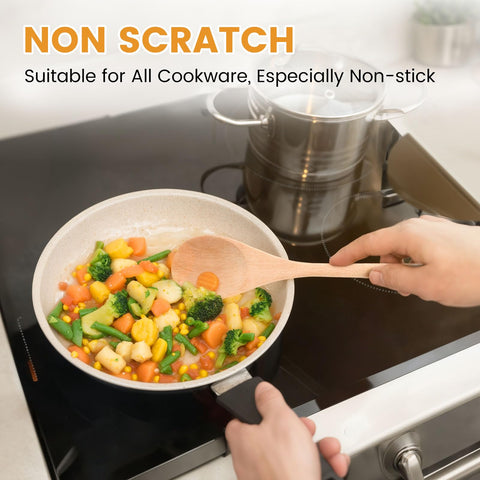 Cucharas de madera HANSGO para cocina, útiles en tazones y sartenes antiadherentes.