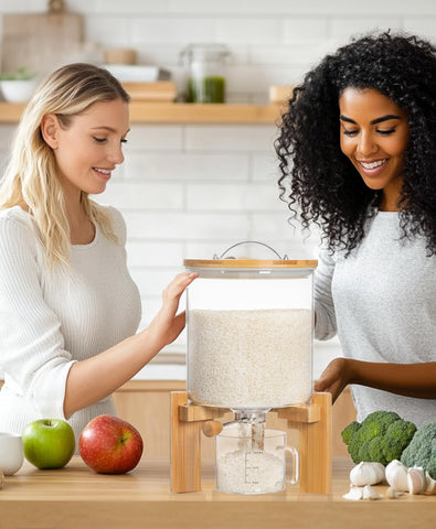 Dispensador libre de BPA para almacenar alimentos con seguridad.