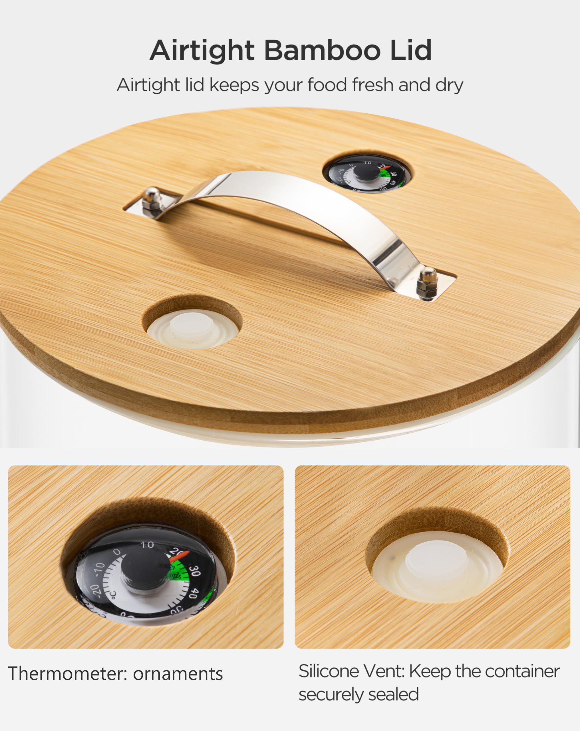Tapa de bambú hermética HBlife que protege la frescura de los alimentos.