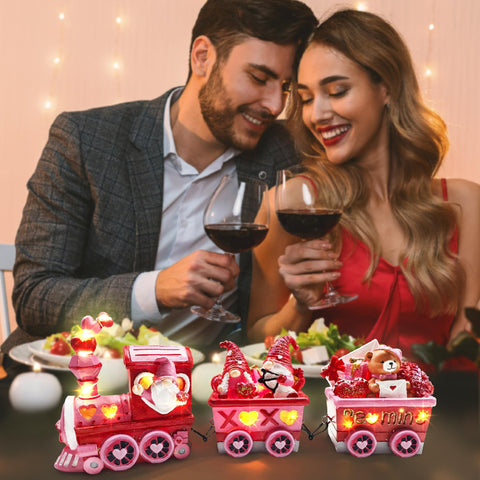 Hexagram gnomos con cartas de amor, corazones y rosas para decorar.