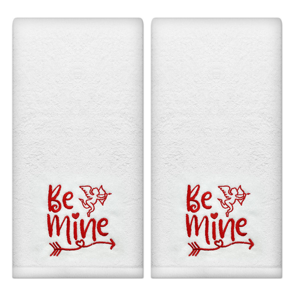 Hexagram toallas de baño Valentinas bordado, ideal para decorar el baño.
