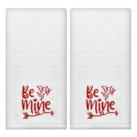 Hexagram toallas de baño Valentinas bordado, ideal para decorar el baño.