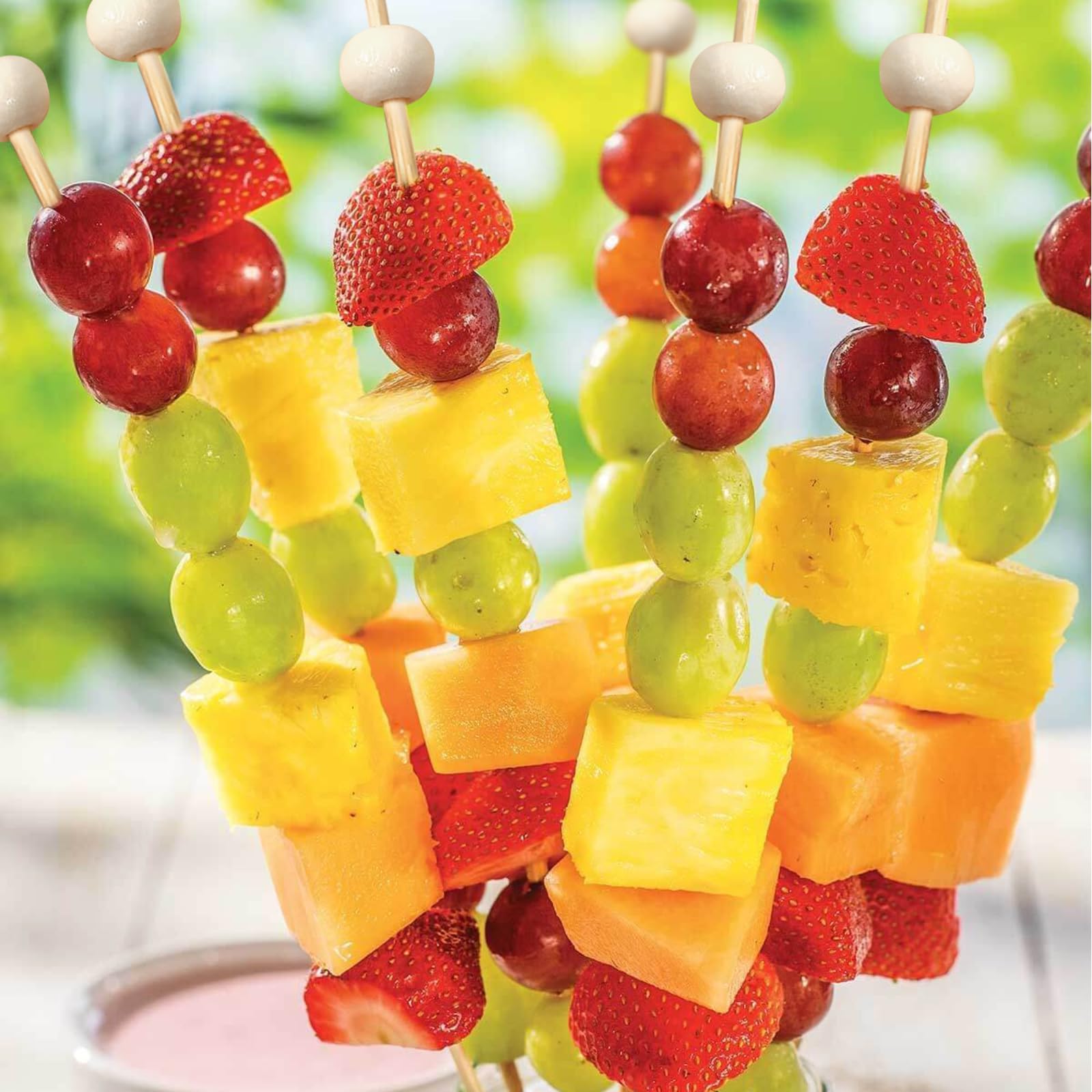 HFengQ pinchos bambú con bolas doradas, decoración llamativa