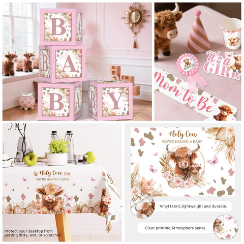 Servilletas Highland Cow rosas, complemento perfecto para la mesa.