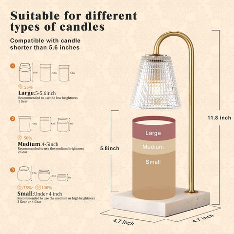 Hong-in lampara regula brillo ajustable para adaptarse a diferentes velas