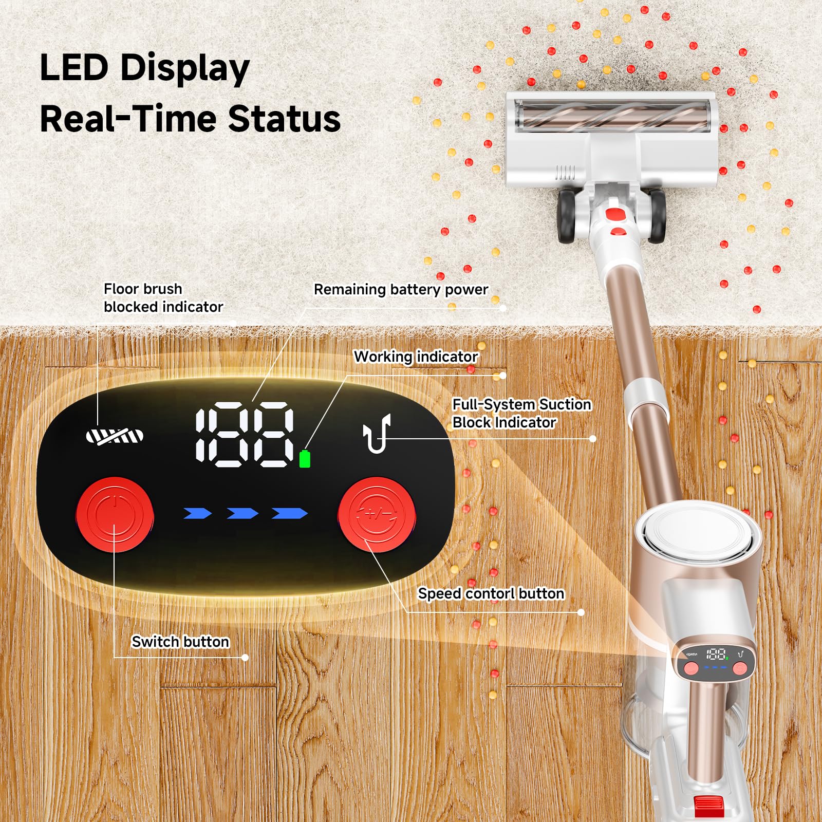 Honki batería de ion litio ofrece hasta 45 minutos de limpieza.