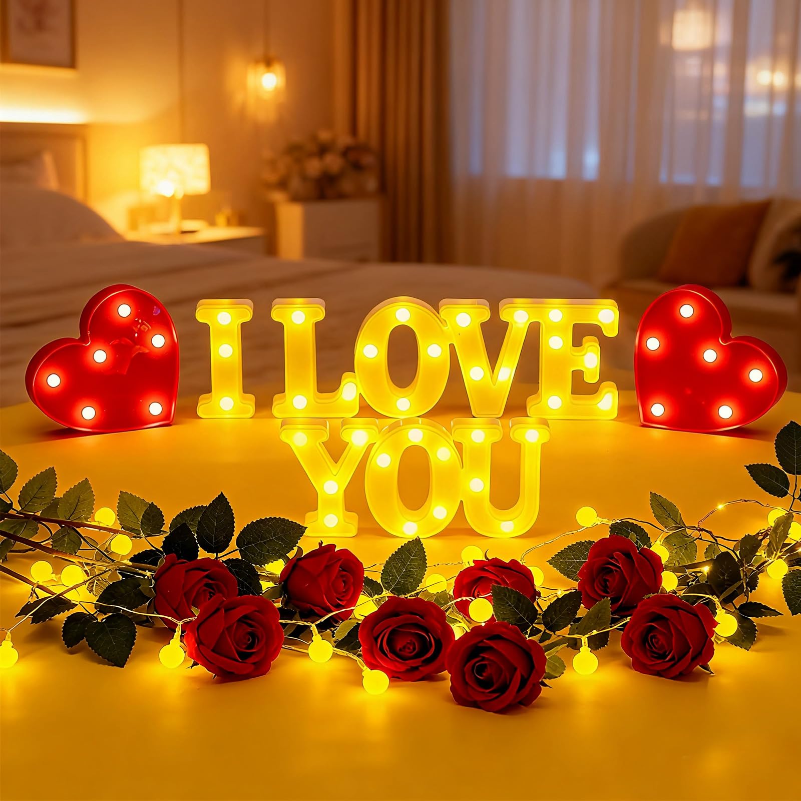 Honoson Letras LED Te Amo en pared para decoración de ocasiones.