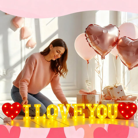 Honoson Regalo romántico Te Amo LED para aniversarios o San Valentín.