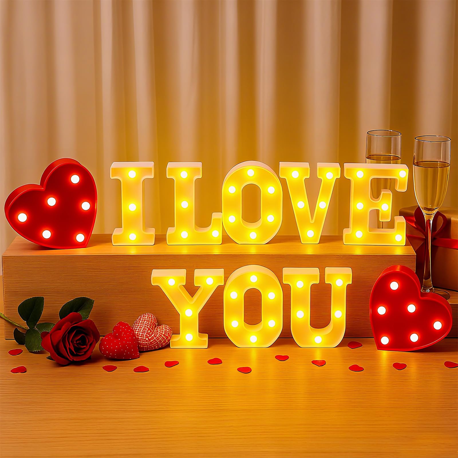 Honoson Te Amo LED letras encendidas para crear ambiente romántico.