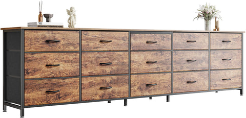 Huuger cómoda extralarga con 15 cajones para organización de prendas y accesorios.