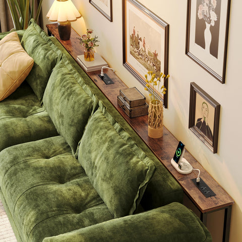 Huuger consola con puertos USB-C para recargar dispositivos sin levantarse.