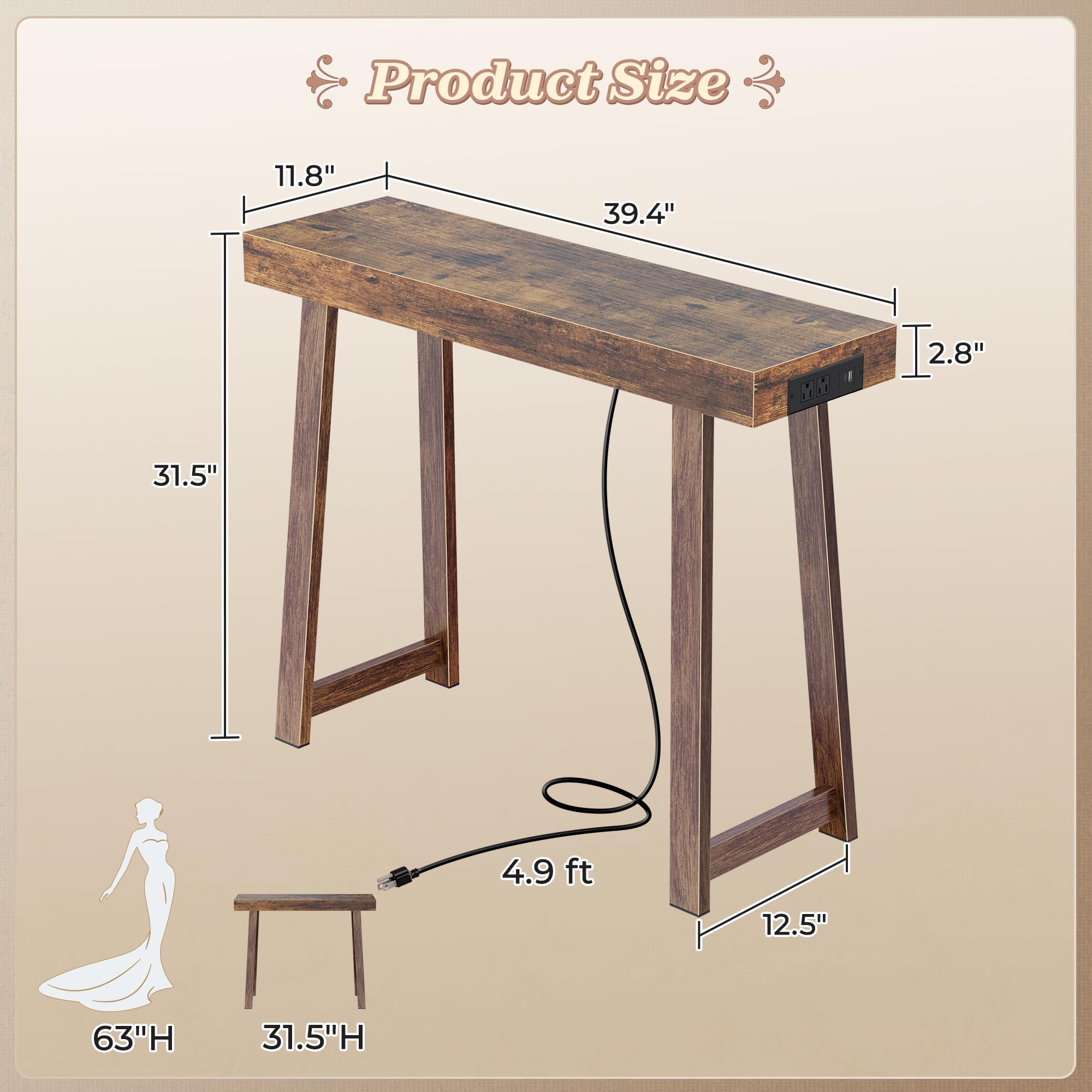 Huuger Consola de entrada con superficie de 39.4 pulgadas, perfecto para decoraciones.