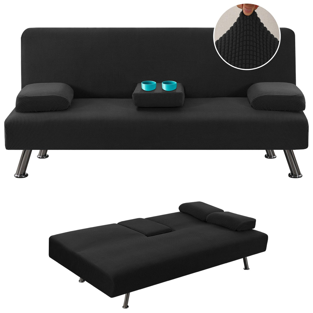 H.VERSAILTEX cubre futón 4 piezas con reposabrazos desmontables protege muebles