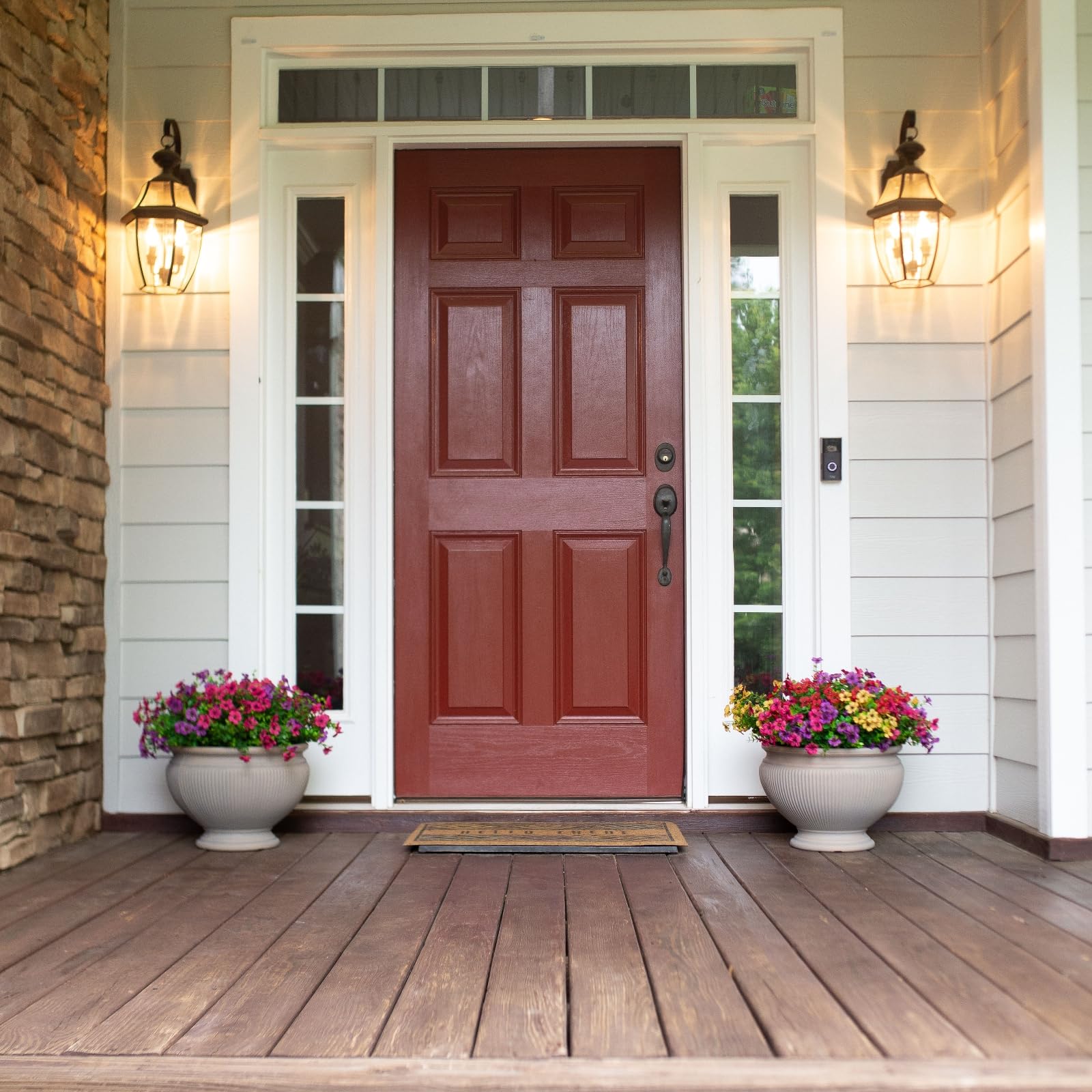 HyeFlora margarita artificial con eucalipto, ideal para balcones y ventanas