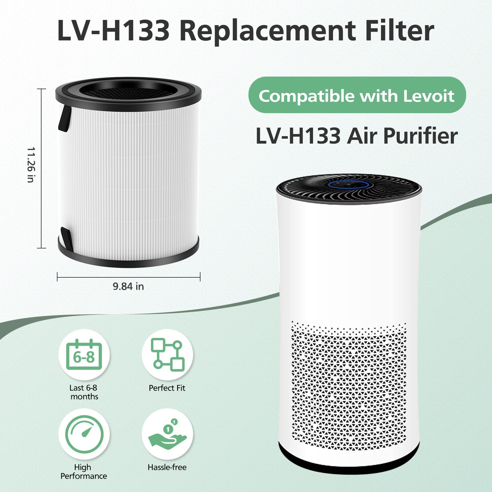 isinlive filtro LV-H133 3 en 1 para Levoit, mejora la filtración