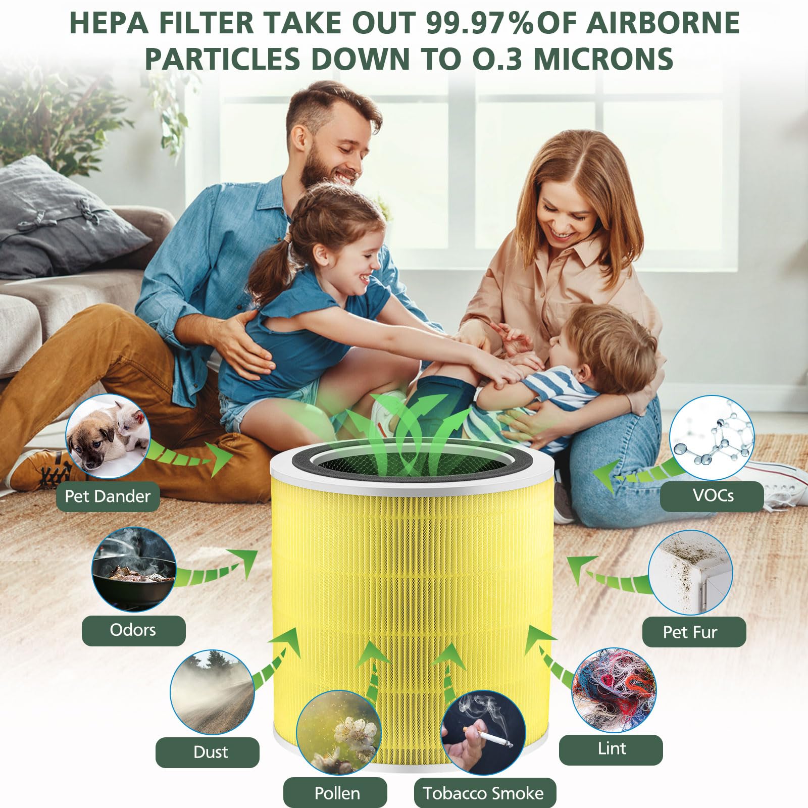 Pre-filtro de nylon fino que protege el flujo de aire.