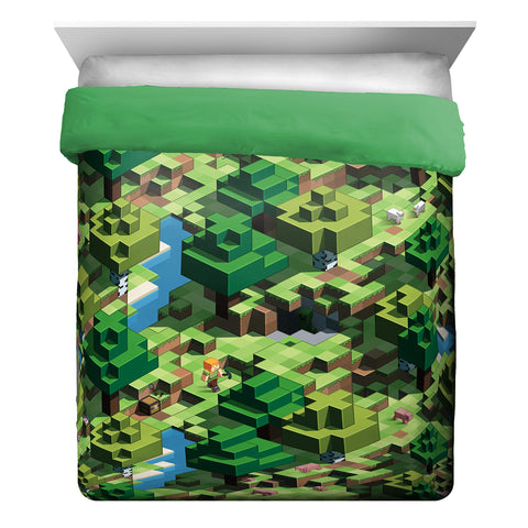 Jay Franco Minecraft Diurno sábanas para cama reina, tacto suave.