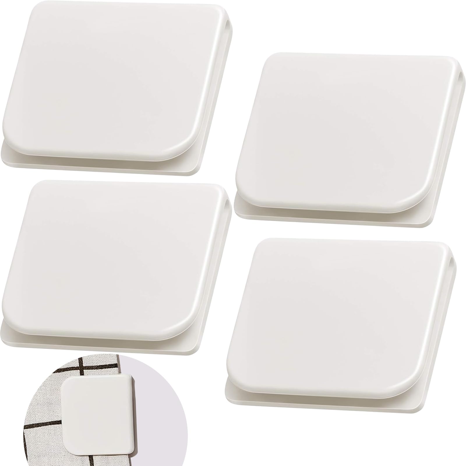 Jetec clips autoadhesivos blancos fijan la cortina y reducen salpicaduras.