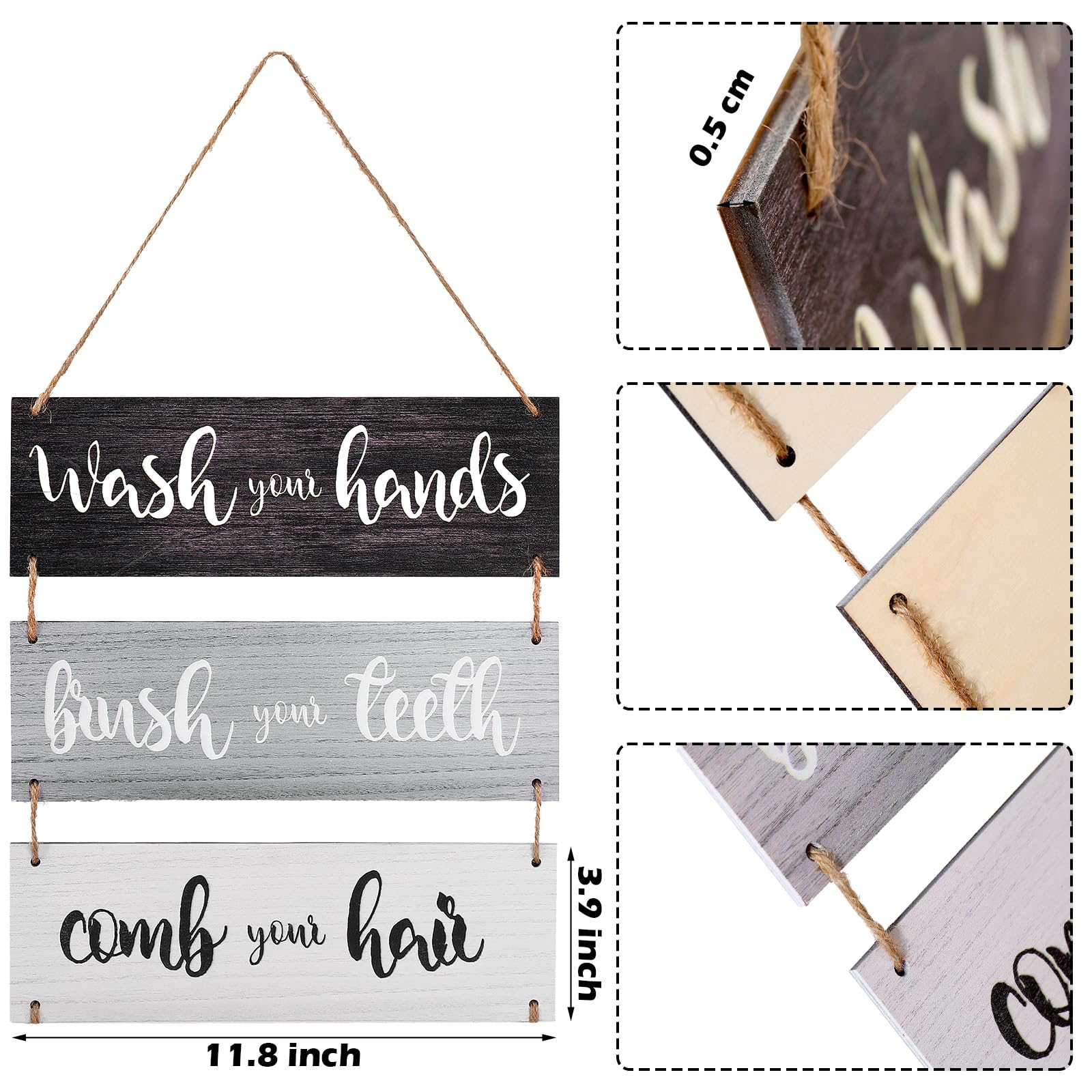 Jetec cartel de madera, detalle rústico, perfecto para dormitorios o baños