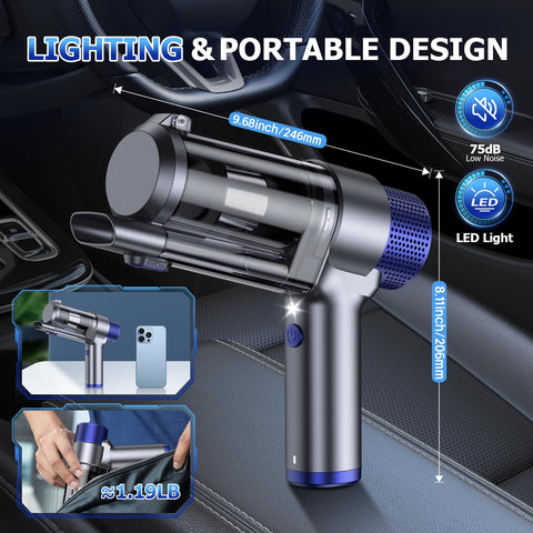 Bolsa de almacenamiento incluida para mantener accesorios y aspiradora ordenados.