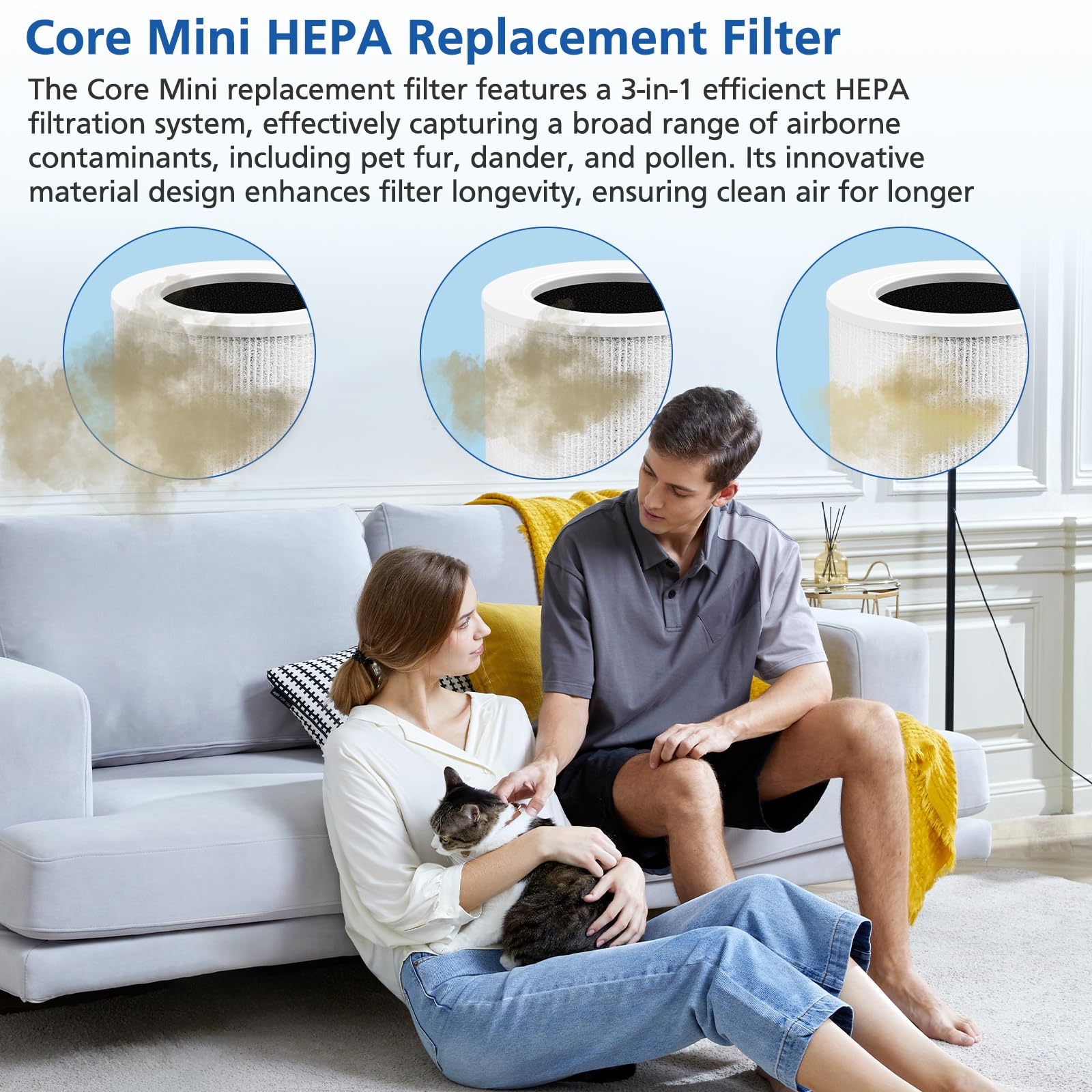 Instalación rápida del filtro Core Mini sin herramientas.