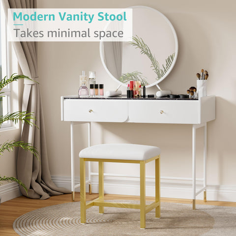 Taburete de tocador pequeño, dimensiones 15x11x15 pulgadas para espacios limitados