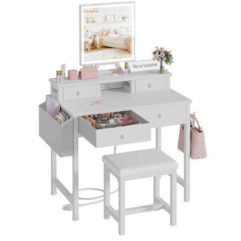 KAI-ROAD vanidad blanca con espejo iluminado para maquillaje