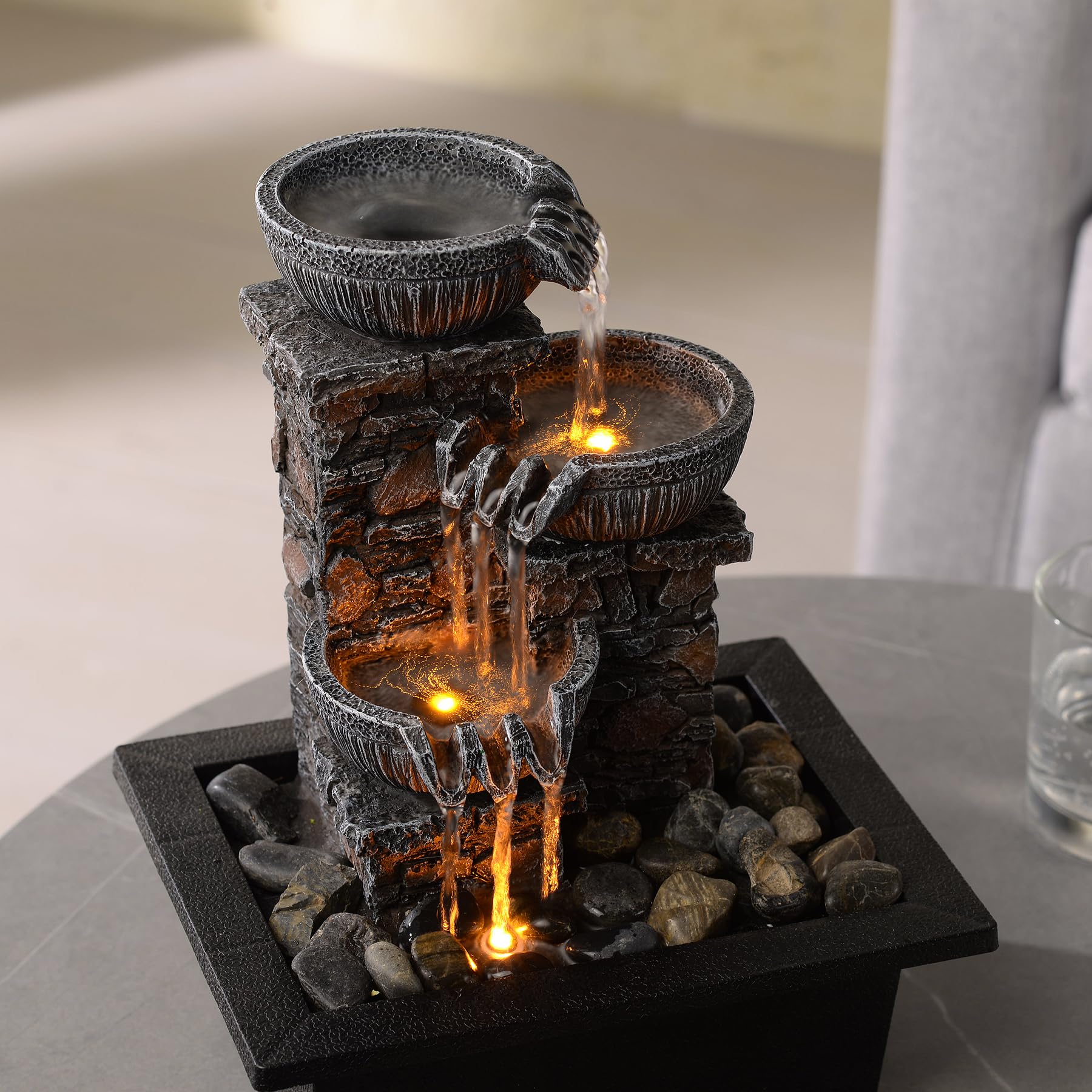 Kalona fontana de mesa perfecta para oficinas, salones o dormitorios como decoración relajante.