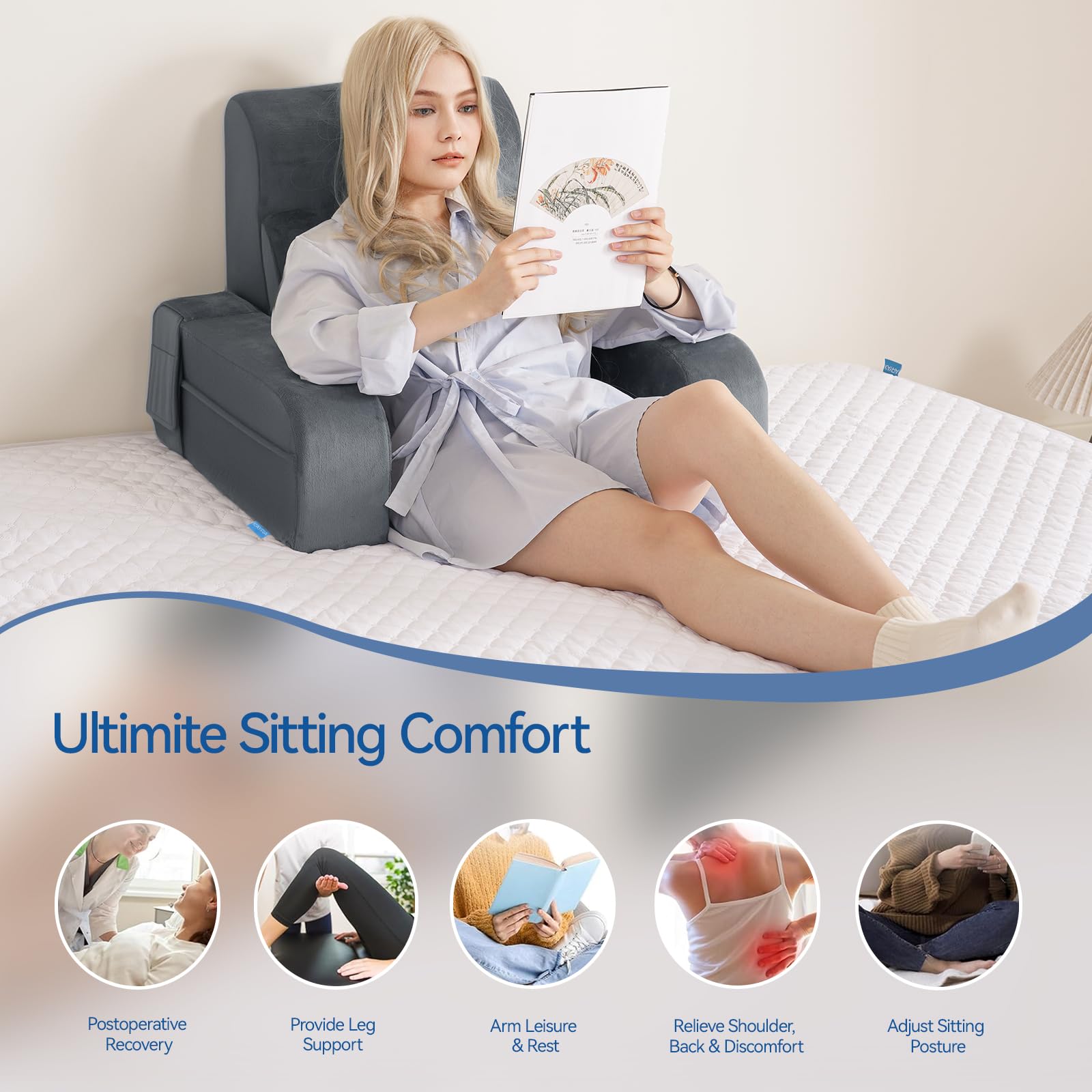 Kayfia almohada de lectura adaptable para leer, trabajar o jugar.