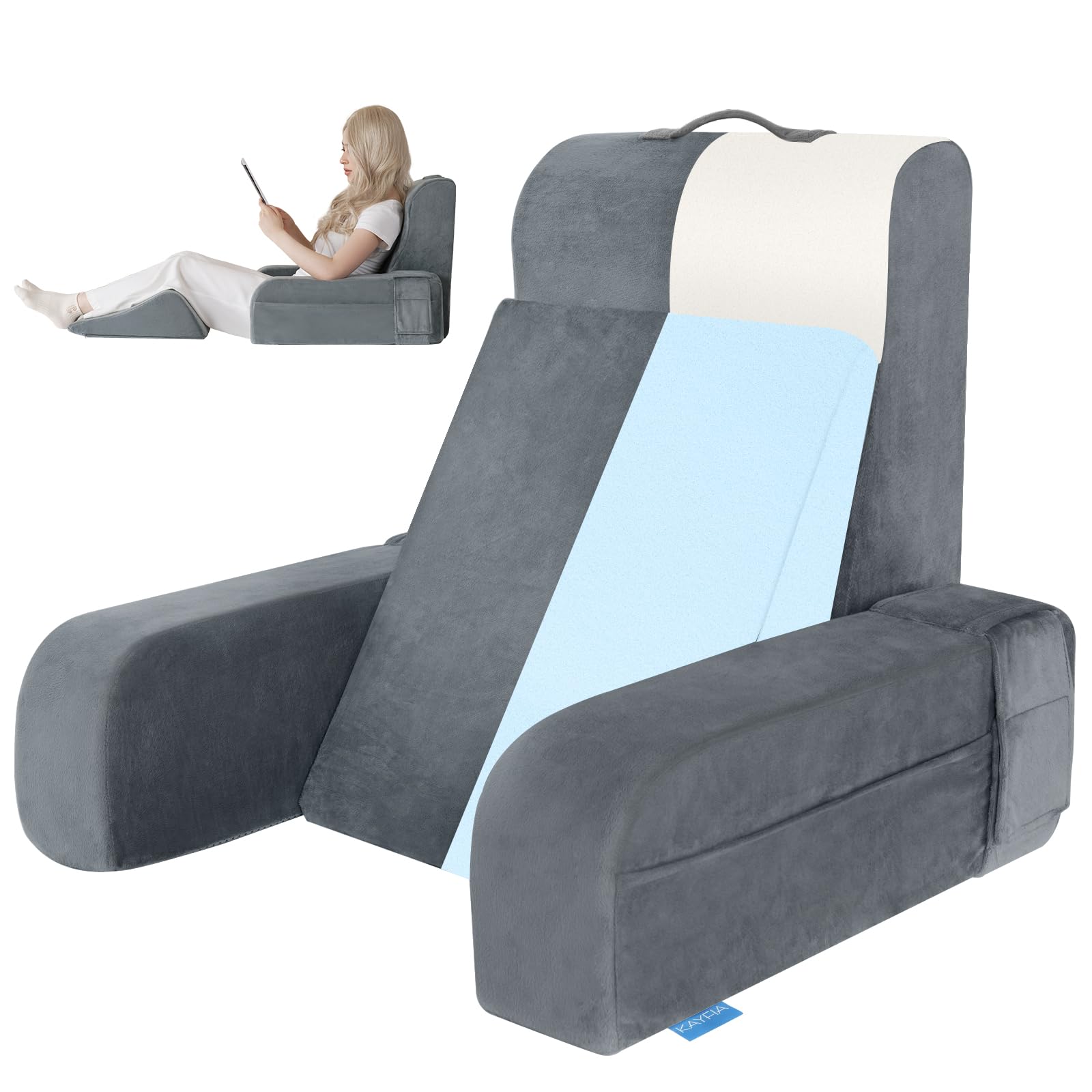 Kayfia almohada de lectura ergonómica en cama para lectura cómoda.