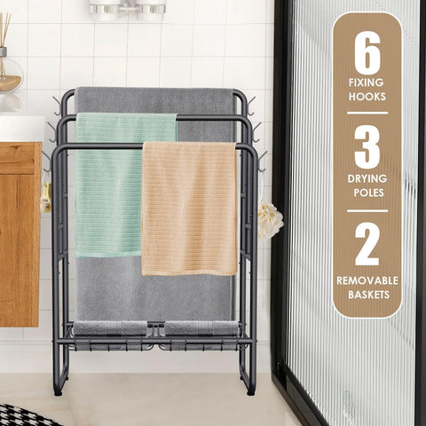 Kayfia perchero toallas con cestas extraíbles para almacenamiento adicional.