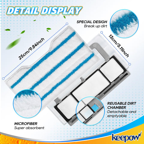 KEEPOW almohadilla de microfibra para mop, alta absorción y retención de suciedad.