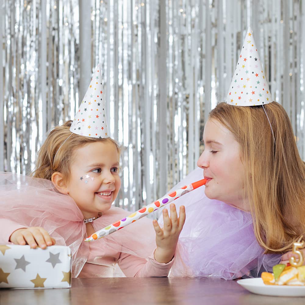 K.E.J. cortina de flecos metalizados plateada como fondo de pared para fotos