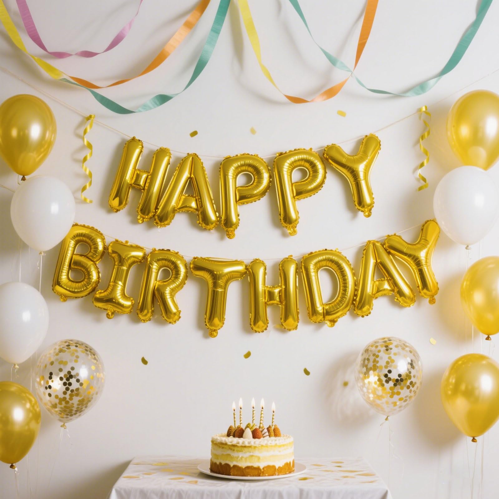 Letras doradas Feliz Cumpleaños, 16 pulgadas, de K.E.J. para fotos.