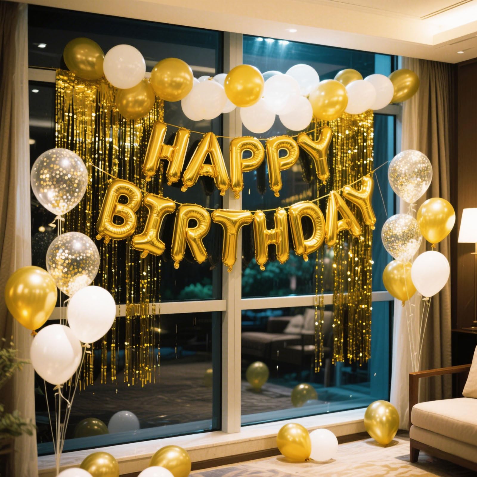 Paquete decorativo en oro para fiestas K.E.J.