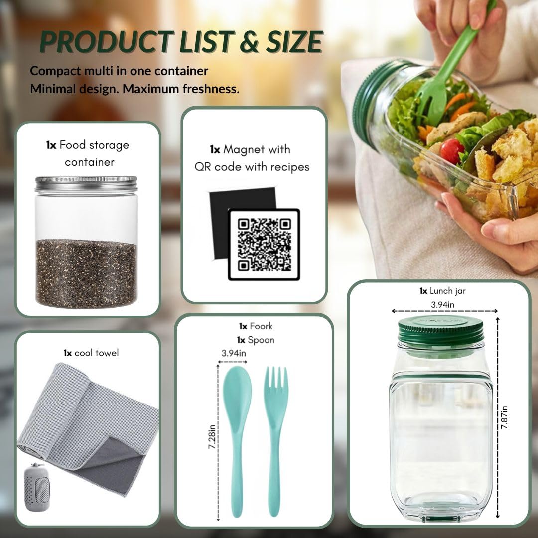 Vaso-aderezo-hermético del kit 6-en-1: evita derrames durante el traslado.