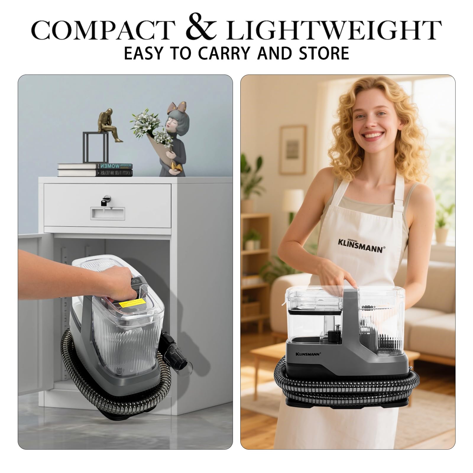 Klinsmann limpiador con tanques duales transparentes para ver el agua limpia y sucia