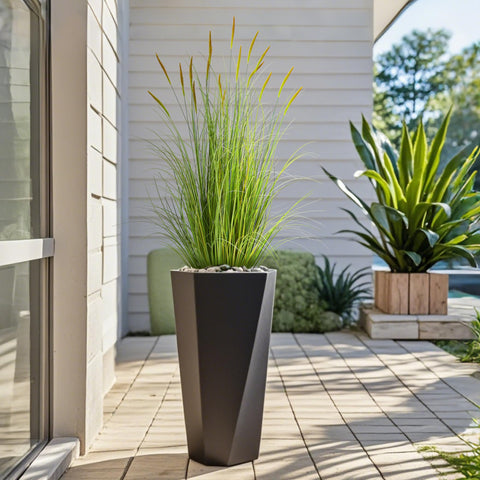 KOL carrizo artificial detalle cattail, aspecto realista para jardín