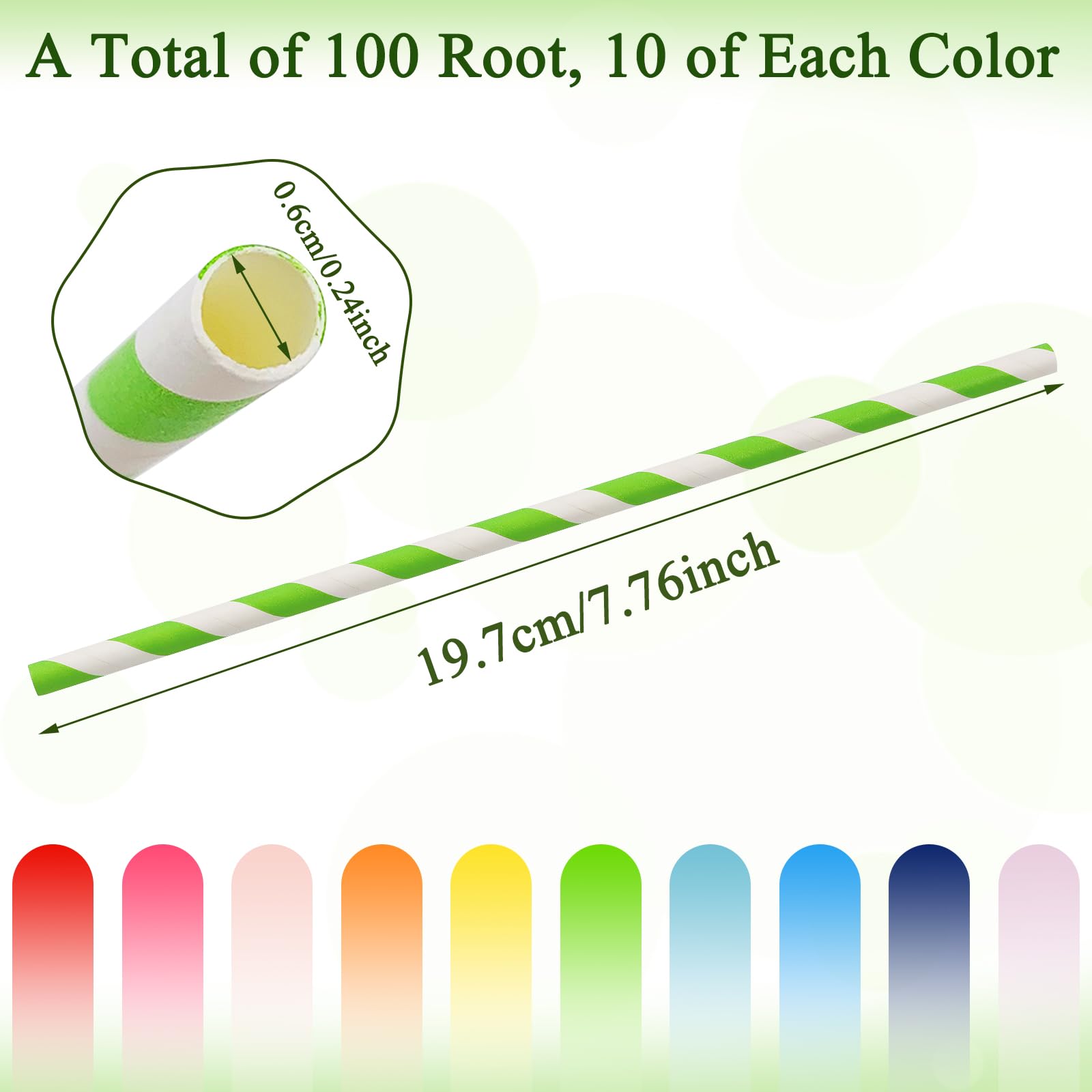 Pajitas KTOJOY de papel diez colores para bebidas variadas.