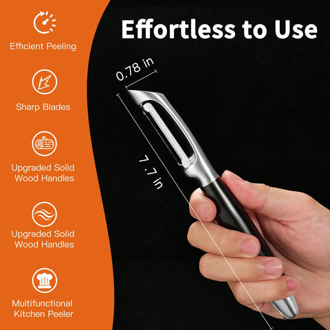 KULUNER pelador con mango de madera sólida, agarre cómodo y estable.