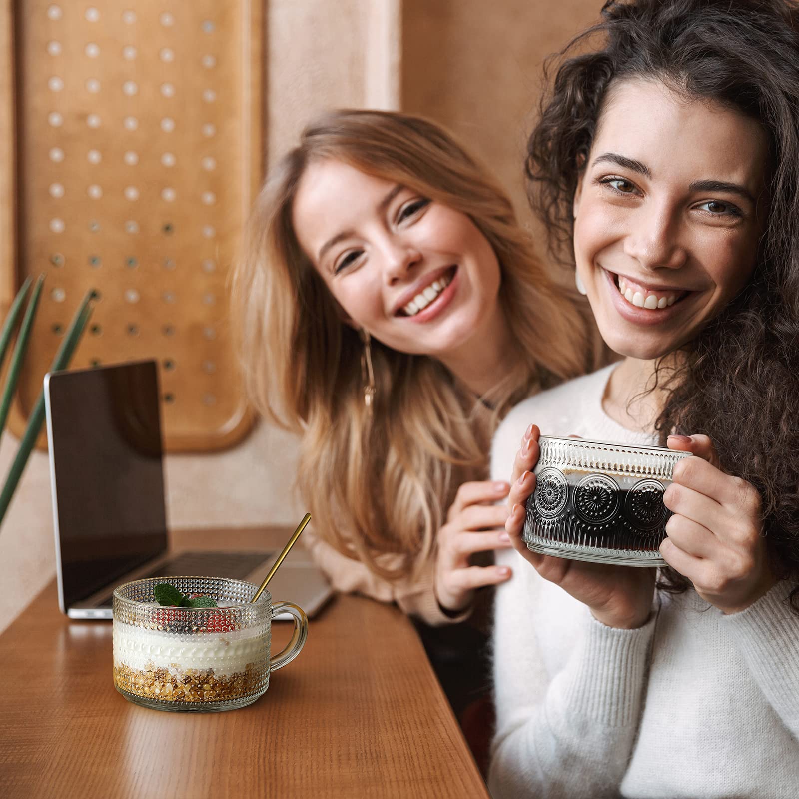LANDNEOO tapas de bambú, dos piezas para sellar las tazas.