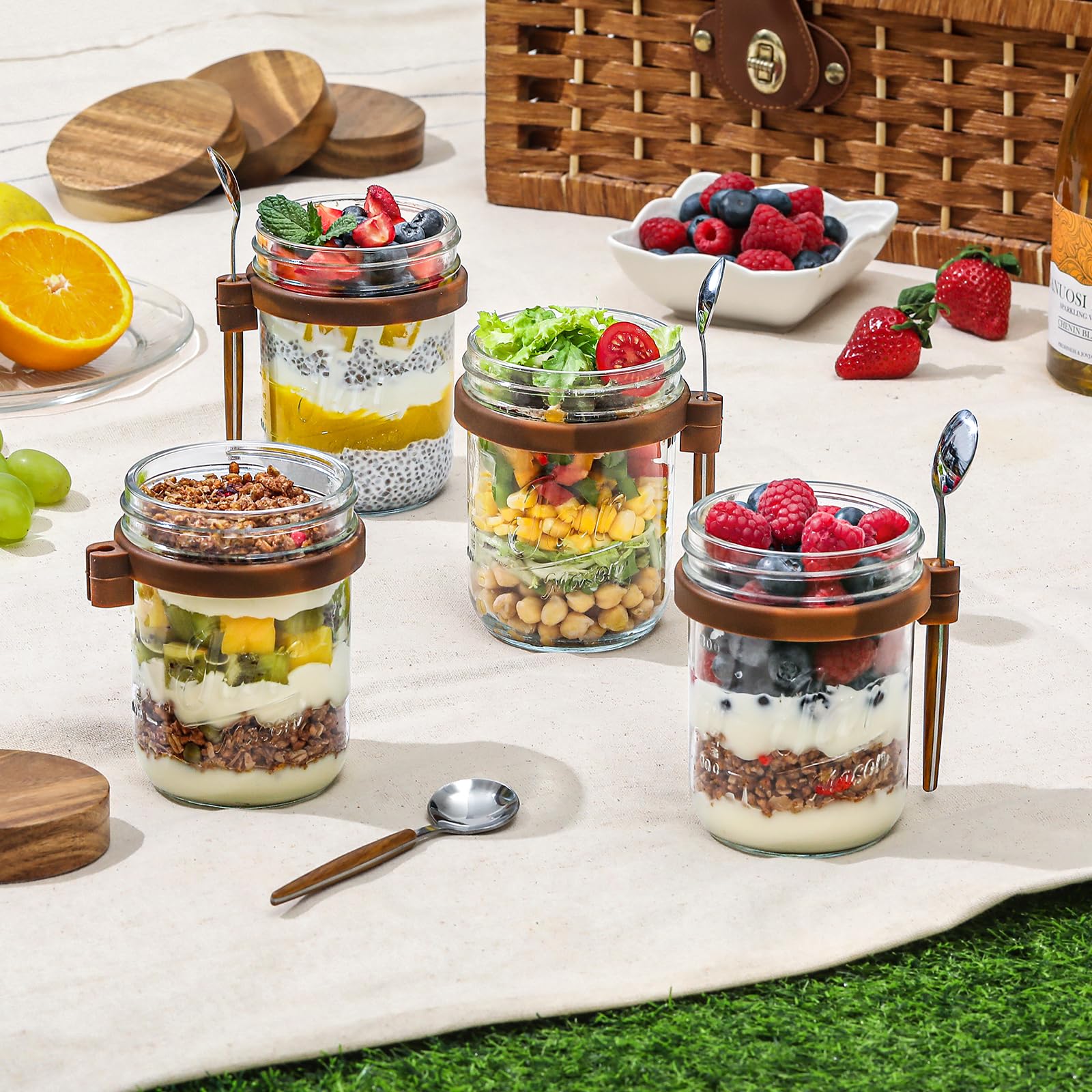 LANDNEOO tarros transparentes facilitan ver porciones de desayuno.