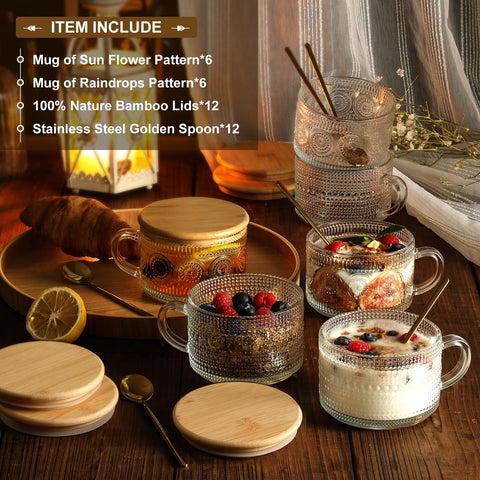 LANDNEOO tazas vintage cristal, estilo retro para bebidas frías o calientes