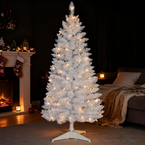 Leeheeyee arbol navidad blanco de 4 ft iluminado para interior
