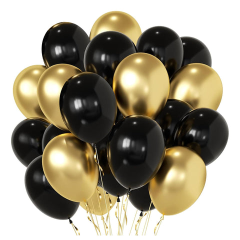 Globos Lesgln negros y dorados de 12 pulgadas para graduaciones y bodas.