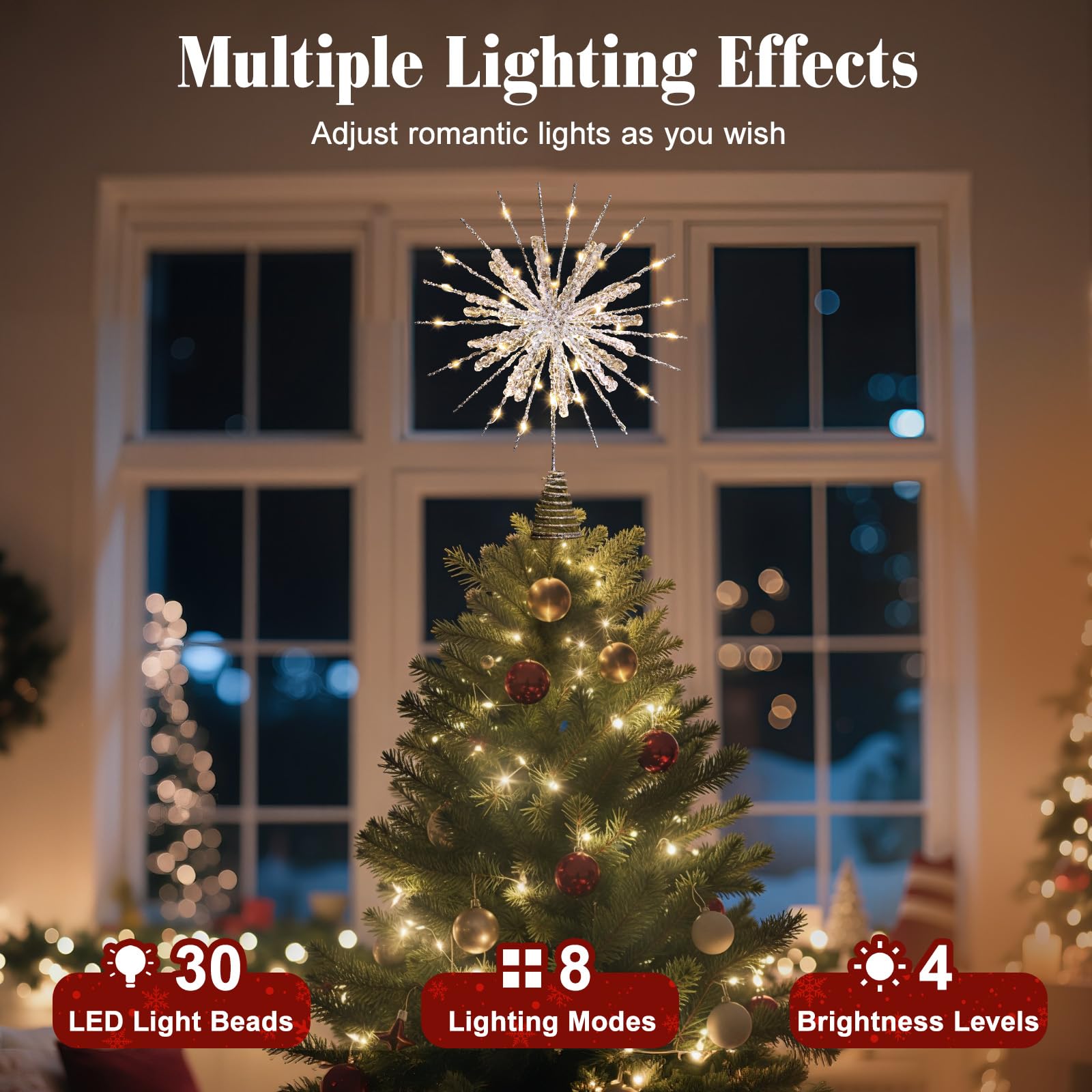 Lewondr copo de nieve con epoxy y cristales brillantes para un toque elegante.