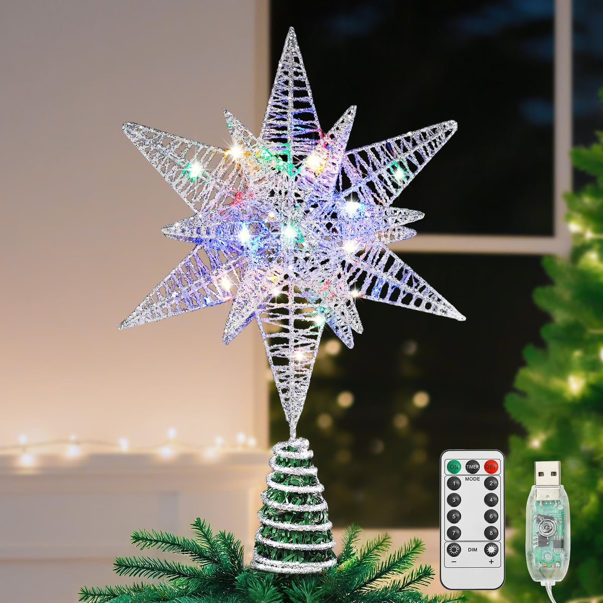Lewondr estrella-arbol navidad 11 pulgadas ilumina con elegancia para fiestas