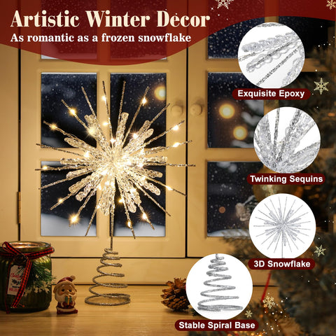 Lewondr acabado plateado con glitter que refleja la luz cálida.